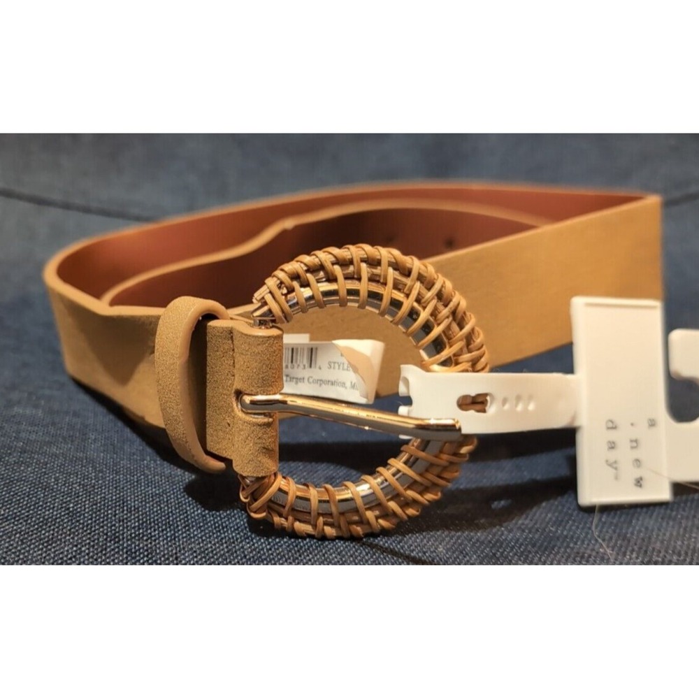 Women's Chunky Center Bar Belt - A New Day Beige - size S